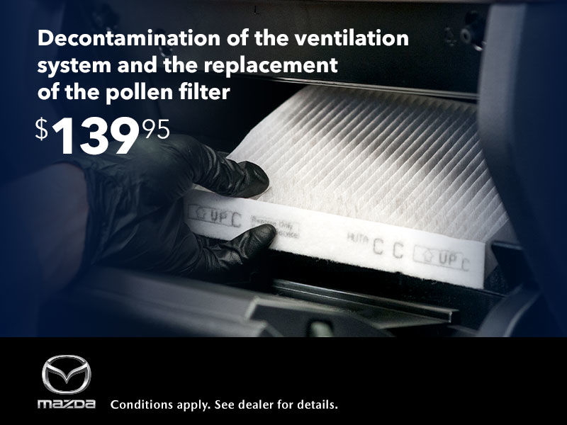Decontamination of the ventilation system and replacement of the pollen filter