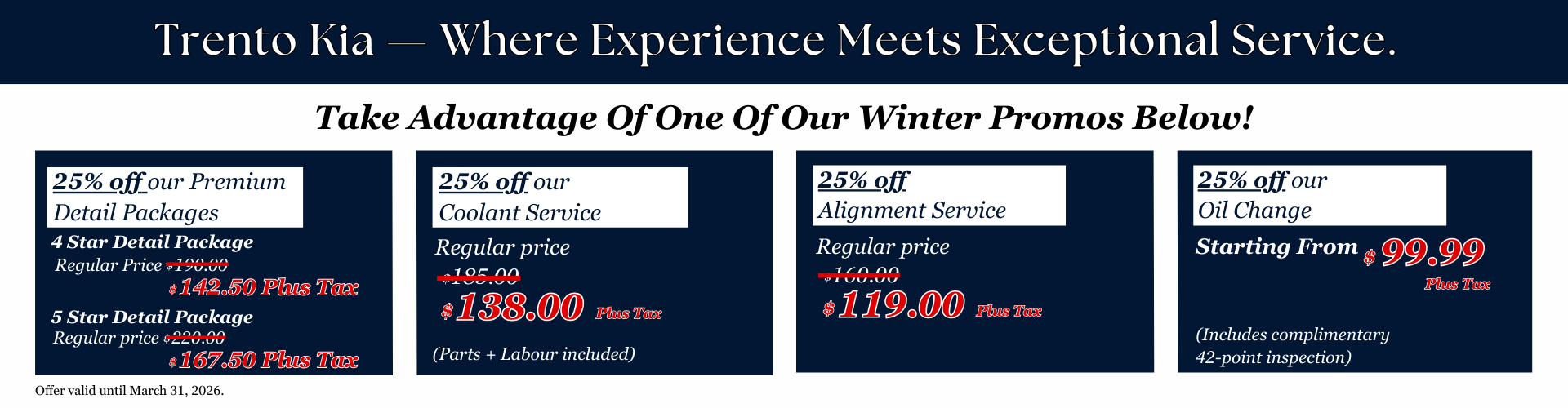 Take Advantage Of One Of Our Winter Promos.