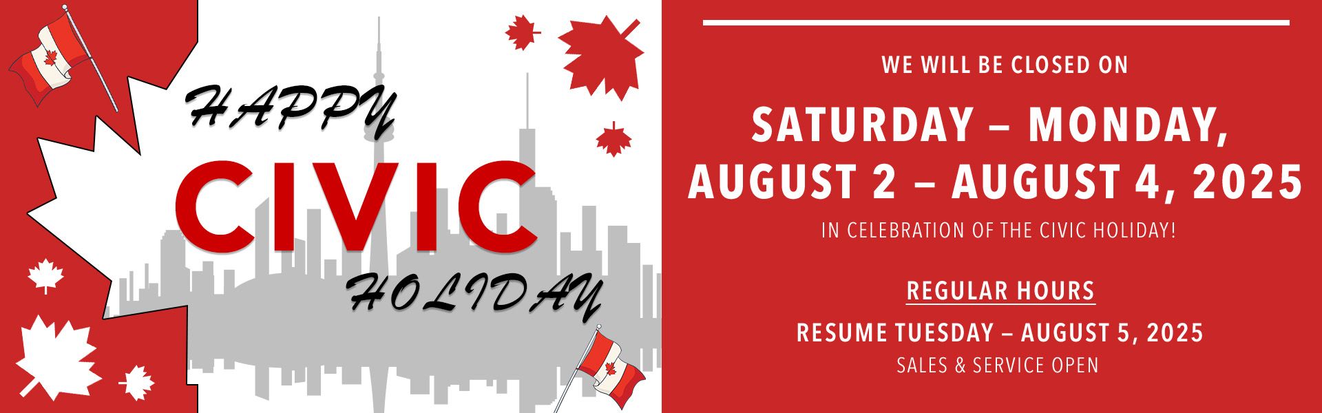 Civic Holiday Hours