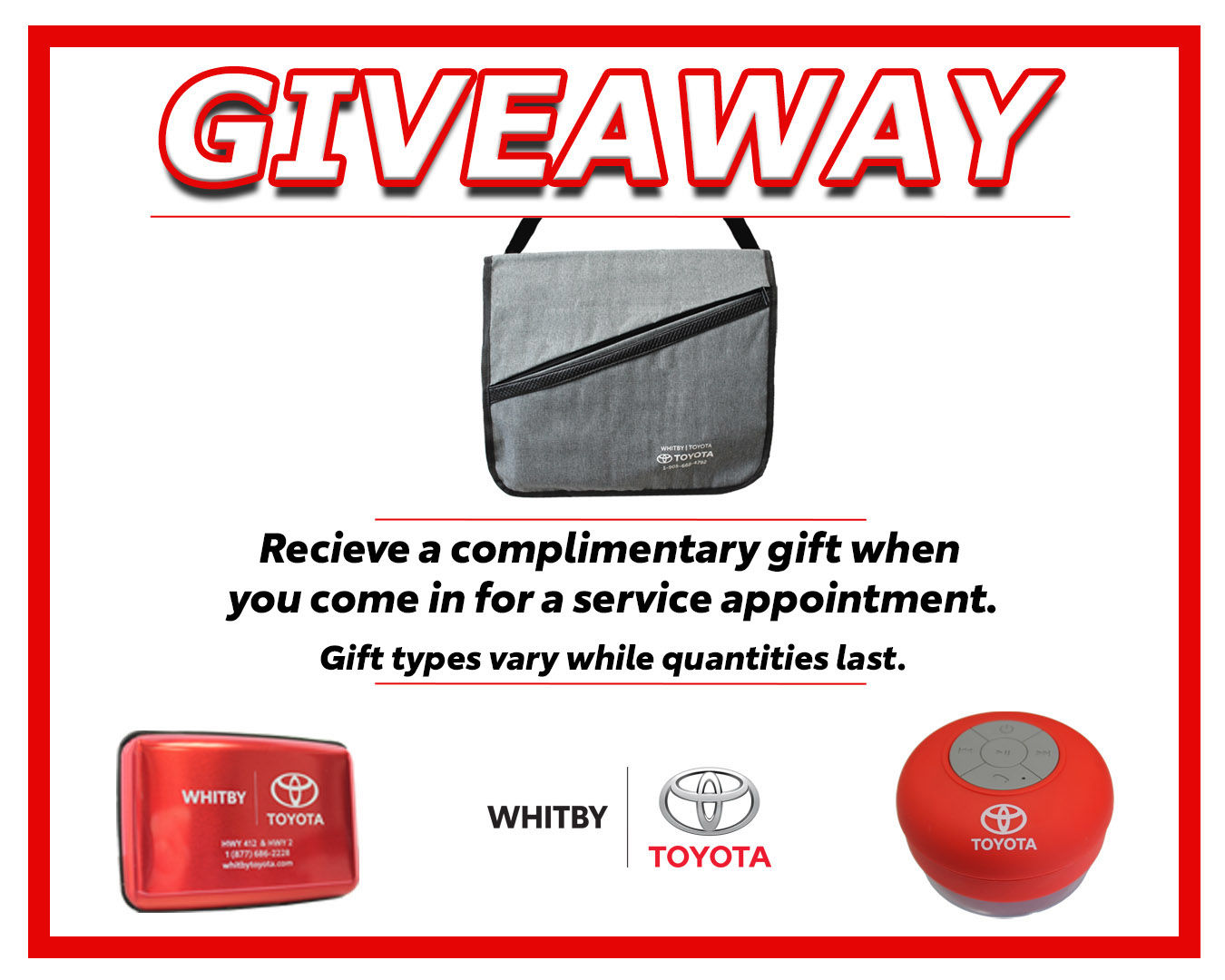 Service Giveaway at Whitby Toyota Company