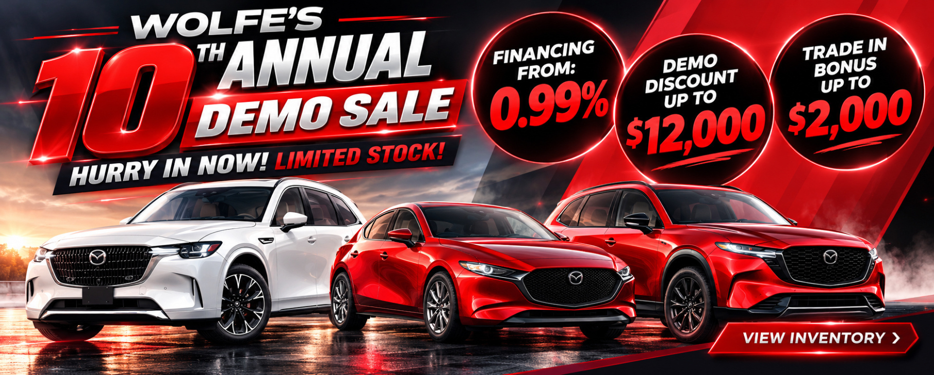 Wolfes 10th Annual Demo Sale Banner 2026 Wolfes 10th Annual Demo Sale Banner 2026