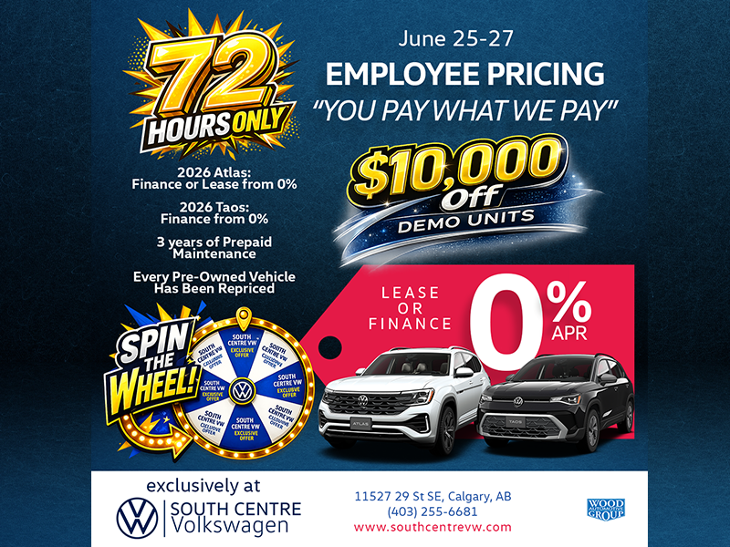 employee pricing at south centre vw
