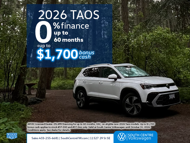 2026 Taos: 0% Financing + Up to $1,700 Bonus Cash