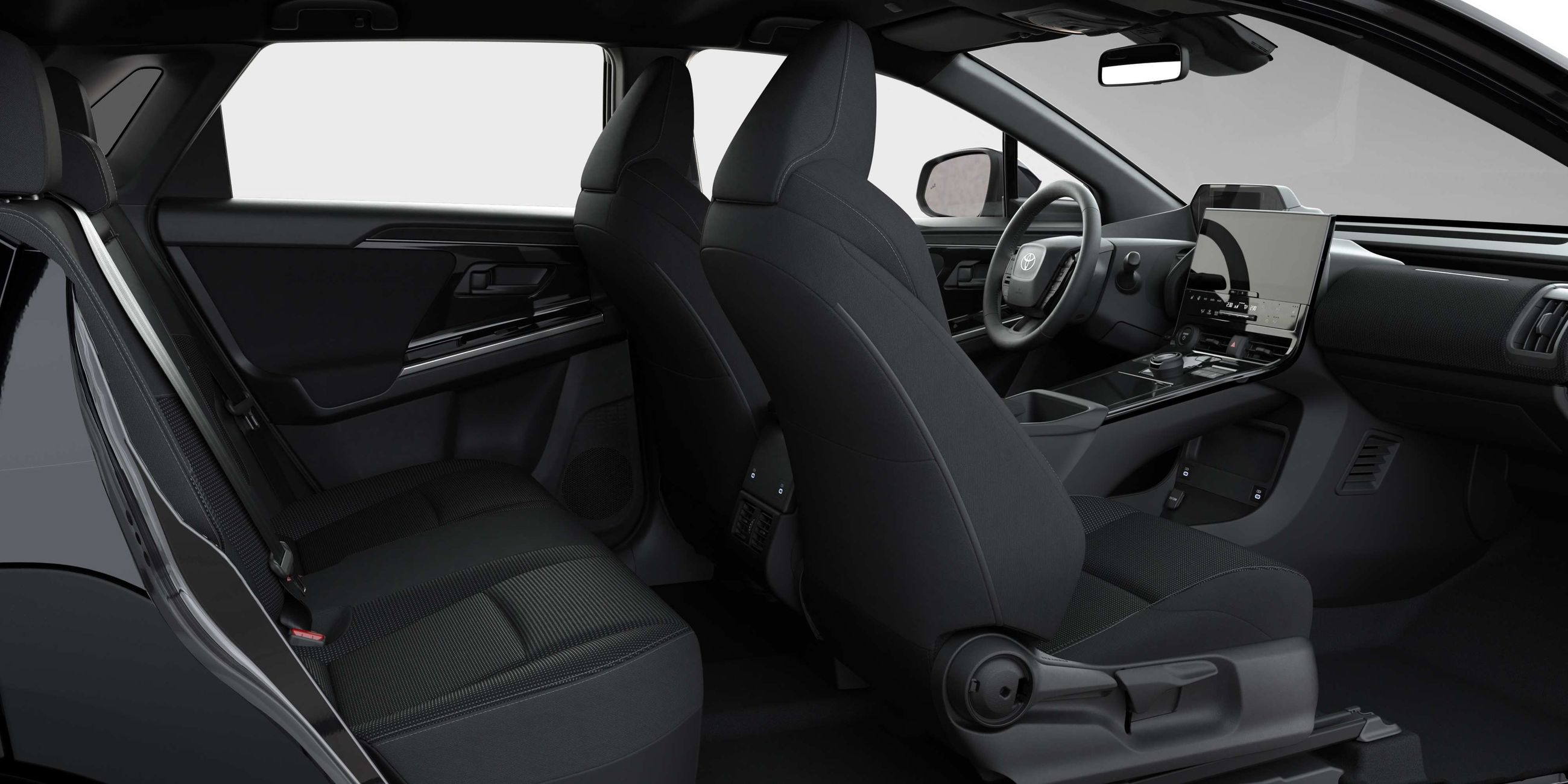 Aerial view of three cars on a winding road, demonstrating active safety and distance sensors.