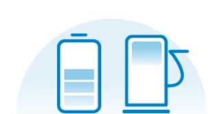 Blue icons representing a partially full battery and a gas pump, symbolizing a Hybrid Electric Vehicle (HEV).