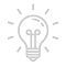 A gray line-art icon of a lightbulb with small lines radiating from the top and sides to indicate it is glowing or "turned on."