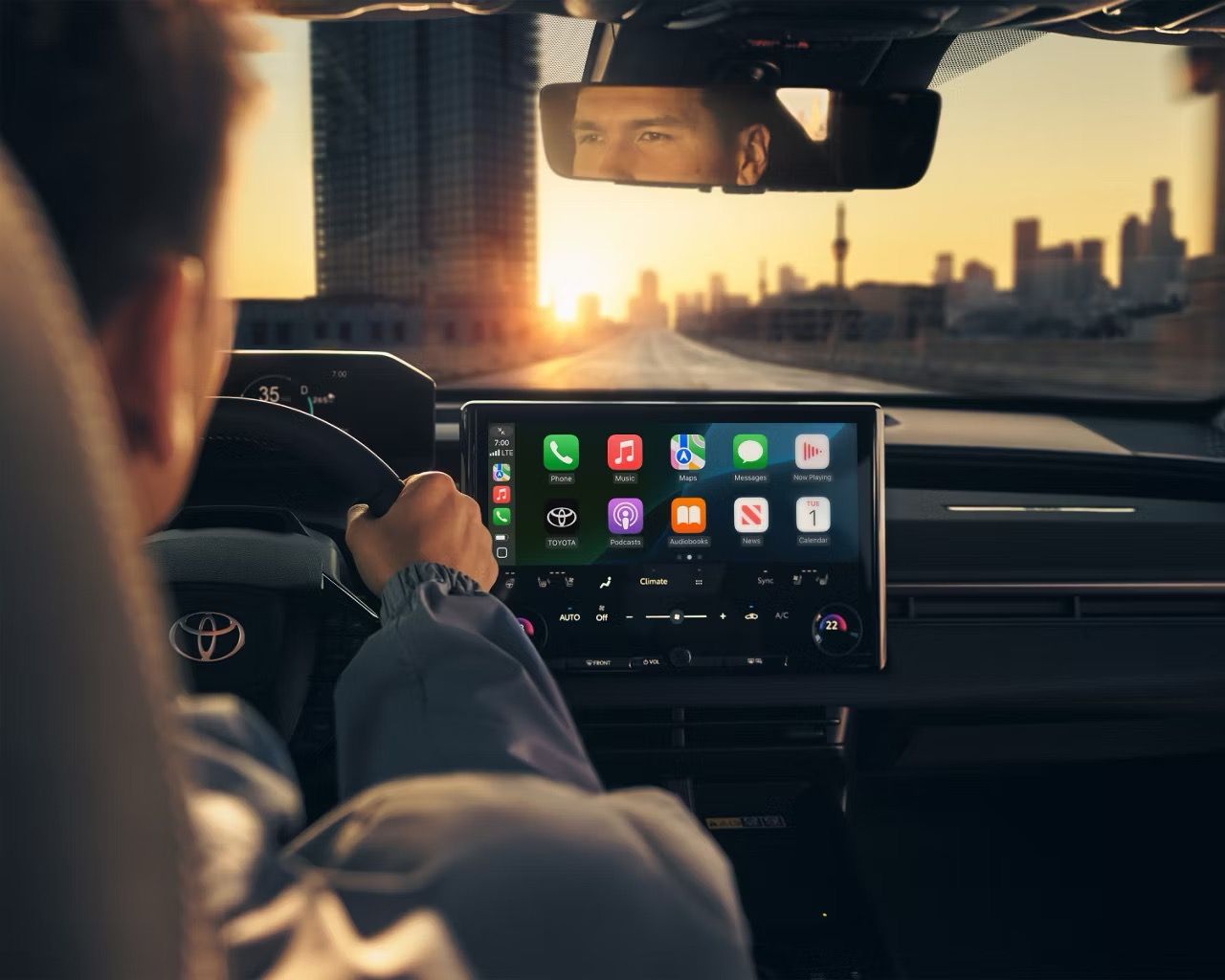 Vue intérieur du bZ 2026 avec technologies multimédia et Apple CarPlay