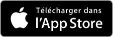 Bouton Télécharger dans l'App Store avec le logo Apple blanc.