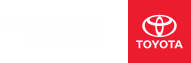 Toyota Connected Services logo: White text "CONNECTED SERVICES" on a black background next to the white Toyota logo on a red background.