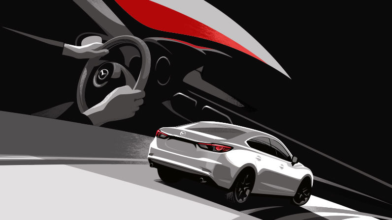 Guy Allen Illustration - Grey Mazda 2
