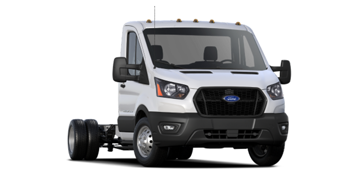 White Ford Transit Cutaway