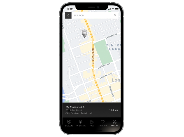 For added convenience, Connected Services can help you locate your parked vehicle - especially helpful in crowded parking lots. When in use, Vehicle Finder will pinpoint your Mazda on a map and allow you to flash the hazard lights for easier identification.