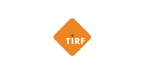Logo blanc « TIRF » à l'intérieur d'un losange orange.