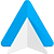 Logo Android Auto présentant un « A » stylisé bleu en forme de flèche de navigation avec un centre en forme d'avion en papier blanc.