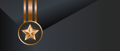 Bronze medal icon with a shining star on a dark background.