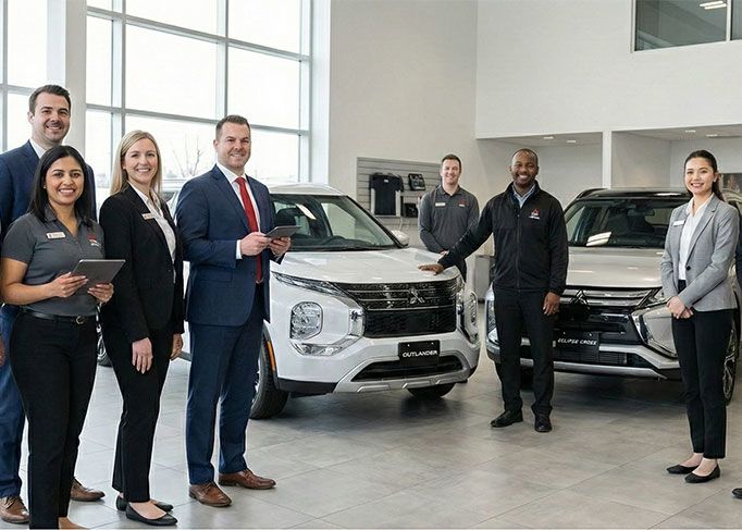 A smiling man sits in the driver's seat of a modern car, looking at his smartphone.