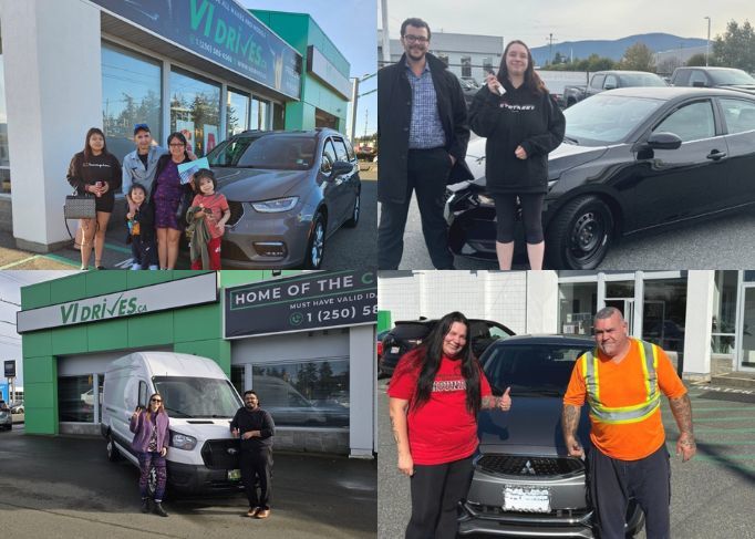 The rear view of a red sedan parked on the side of a rural road, with green hills in the distance.