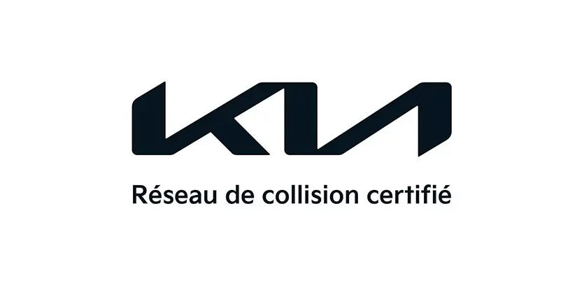 Le logo de Kia avec le texte « Réseau de collision certifié ».