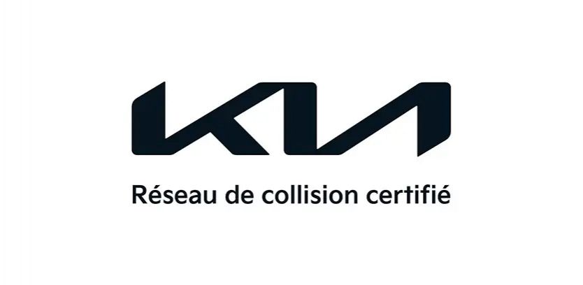 Le logo de Kia avec le texte « Réseau de collision certifié ».