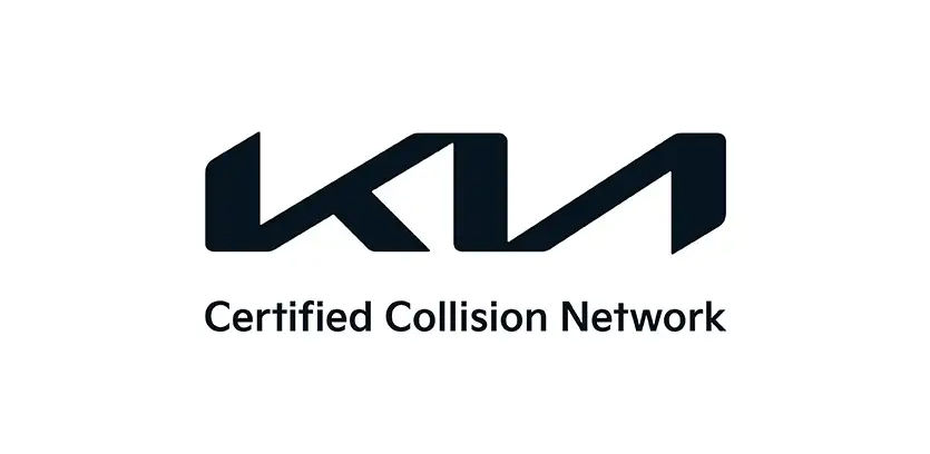 The Kia logo with the text "Certified Collision Network."