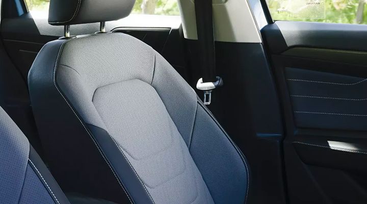 Close-up of the ventilated and heated front seats in the Volkswagen Jetta.