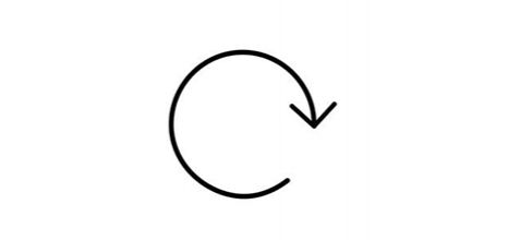 Outline icon of a curved arrow forming an incomplete circle, symbolizing repeat, cycle, or refresh.