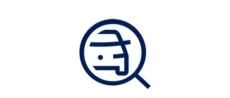Icon of a magnifying glass with a car inside the lens.