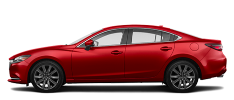 Side view of a red 4-door Mazda 6 (sedan).