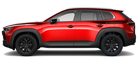 ide view of a red 5-door Mazda CX-50.