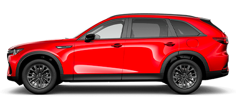 Side view of a red 5-door Mazda CX-70.