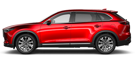 Side view of a red 5-door Mazda CX-9.