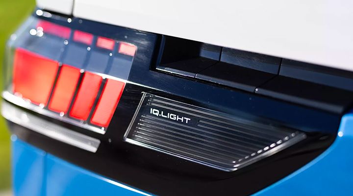 Close-up of the LED taillight (IQ. Light) design on a van, with the IQ. Light badge visible.