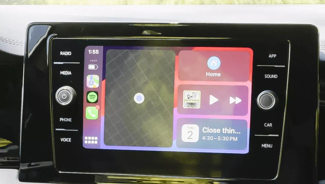 Jetta GLI infotainment screen showing smartphone connectivity and navigation interface.