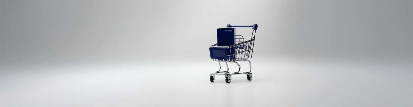 Rangée de voitures neuves ou d'occasion garées sur un parking.