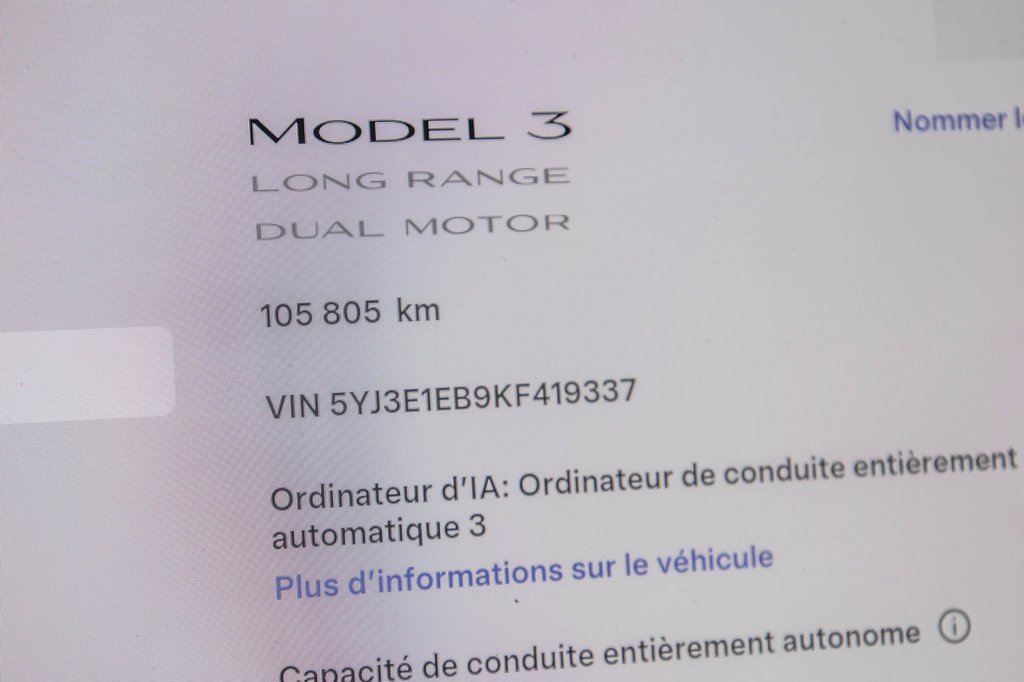 2019 Tesla Model 3 LONGUE RANGE AWD AUTO PILOT in Laval, Quebec - 22 - w1024h768px