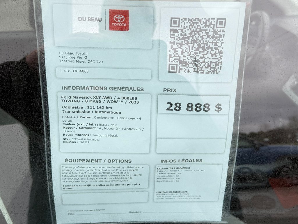 2023 Ford Maverick XLT AWD / 4.000LBS TOWING / 8 MAGS / WOW !!! / in Thetford Mines, Quebec - 4 - w1024h768px