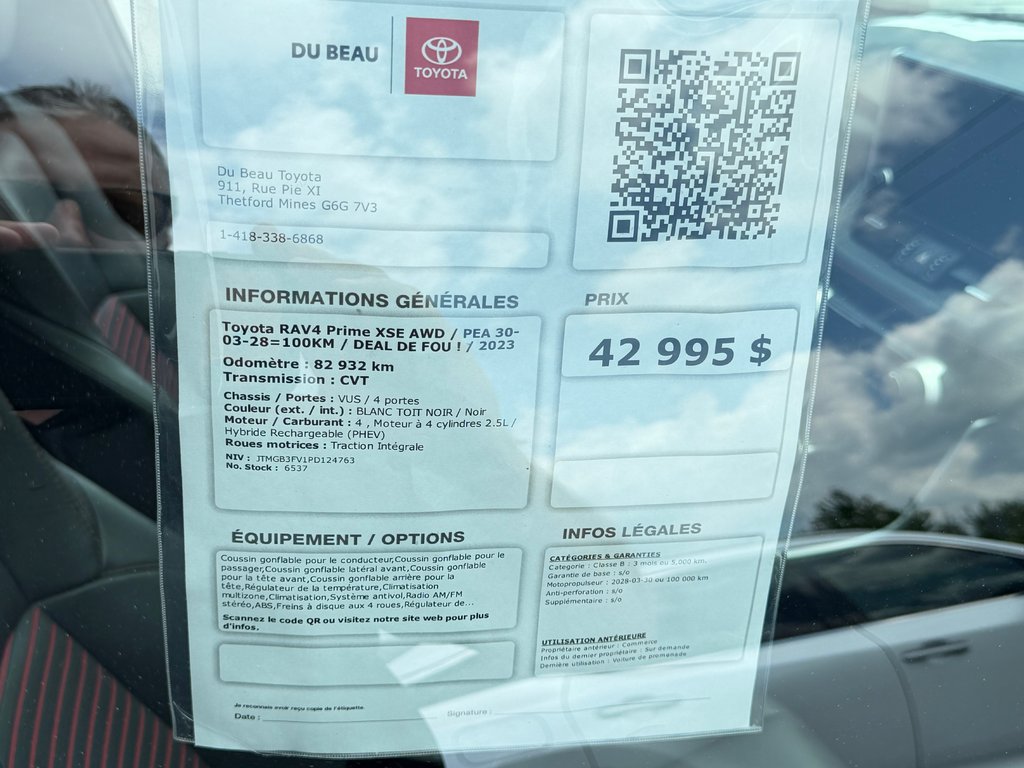 2023 Toyota RAV4 Prime XSE AWD / PEA 30-03-28=100KM / DEAL DE FOU ! / in Thetford Mines, Quebec - 4 - w1024h768px