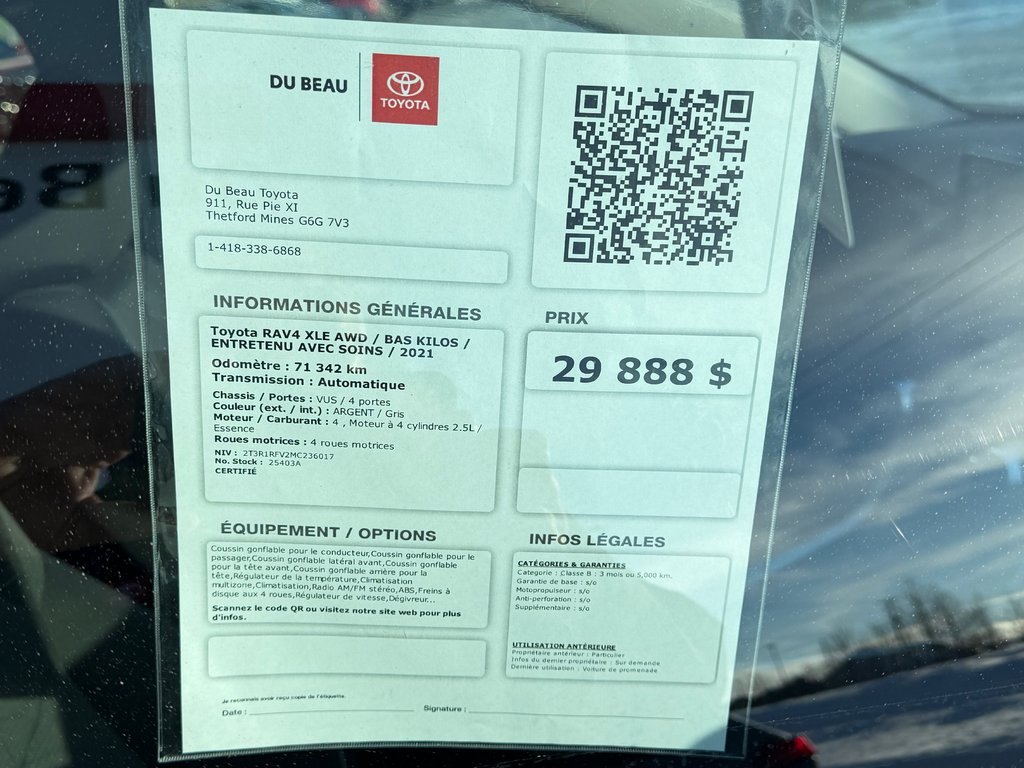 Toyota RAV4 XLE AWD / BAS KILOS / ENTRETENU AVEC SOINS / 2021 à Thetford Mines, Québec - 4 - w1024h768px