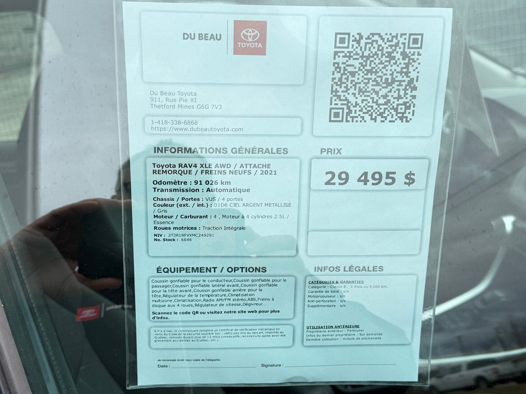 Toyota RAV4 XLE AWD / ATTACHE REMORQUE / FREINS NEUFS / 2021 à Thetford Mines, Québec - 4 - w1024h768px