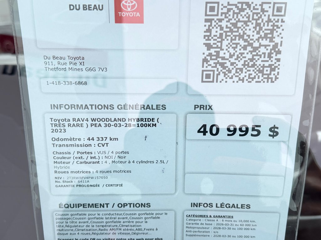 2023 Toyota RAV4 WOODLAND HYBRIDE ( TRÈS RARE ) PEA 30-03-28=100KM in Thetford Mines, Quebec - 5 - w1024h768px