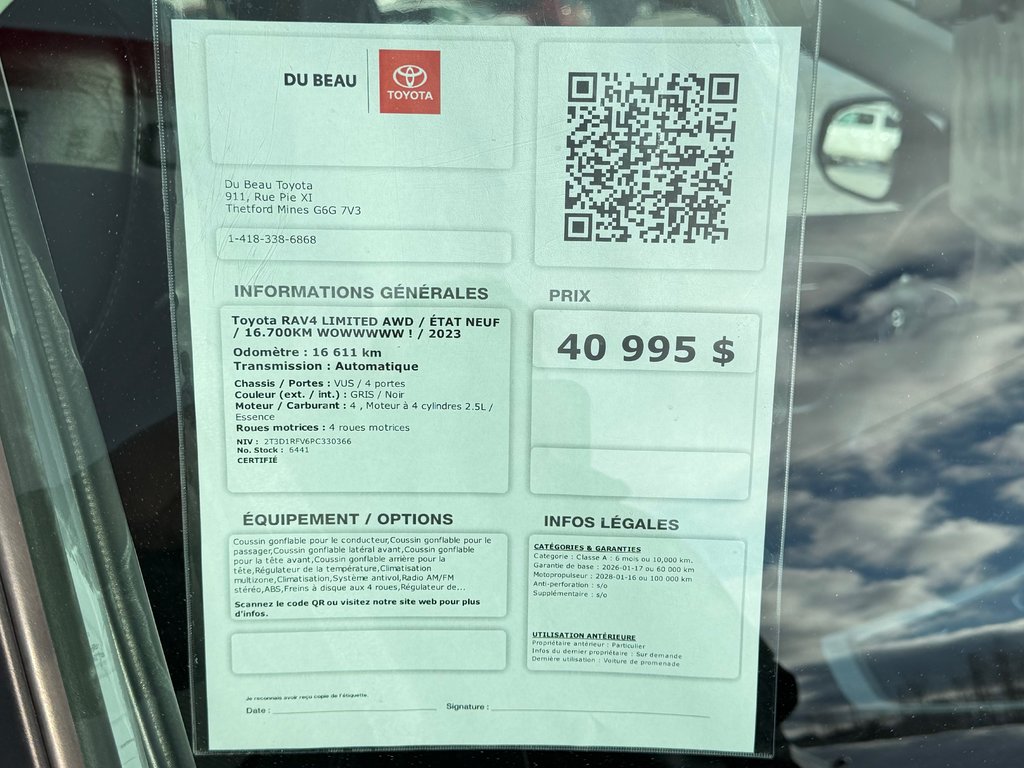 Toyota RAV4 LIMITED AWD / ÉTAT NEUF / 16.700KM WOWWWWW ! / 2023 à Thetford Mines, Québec - 4 - w1024h768px