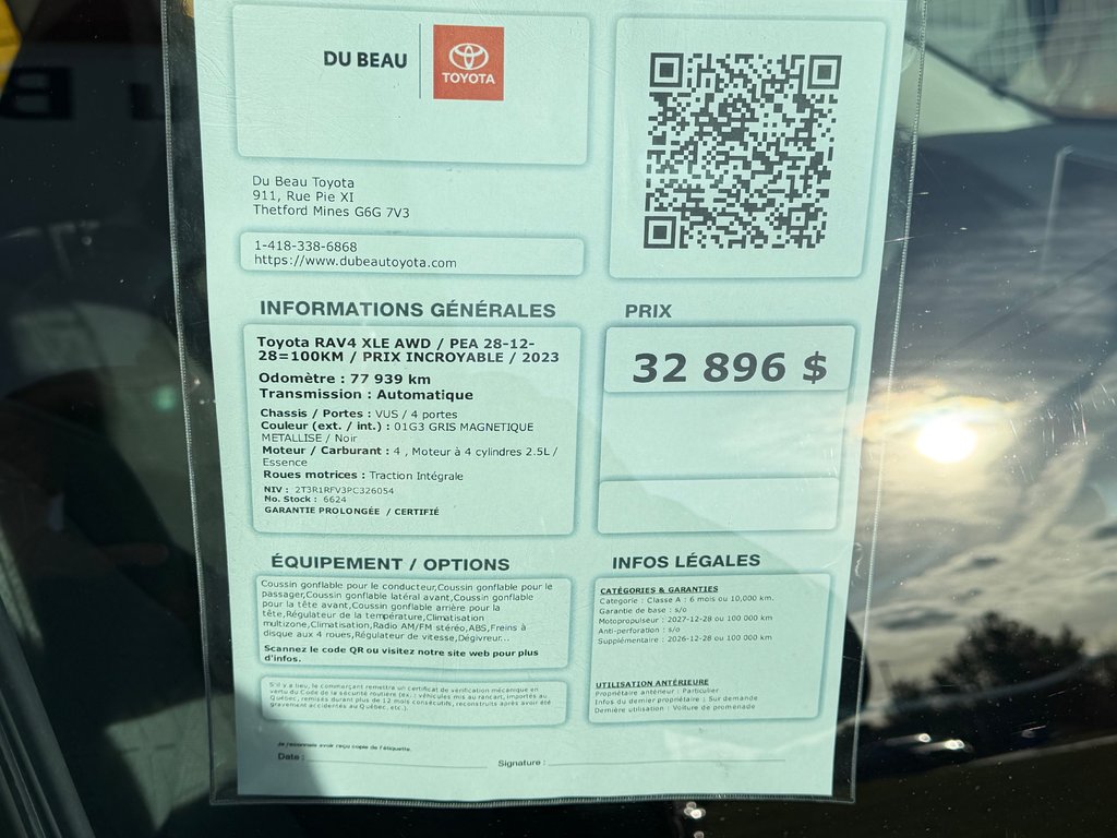 2023 Toyota RAV4 XLE AWD / PEA 28-12-28=100KM / PRIX INCROYABLE / in Thetford Mines, Quebec - 4 - w1024h768px