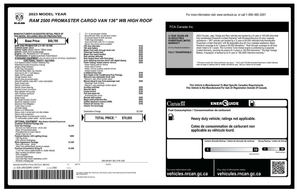 2023 Ram ProMaster Cargo Van 2500 High Roof 136’ in Repentigny, Quebec - 3 - w1024h768px
