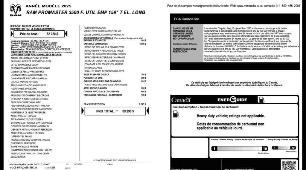 2025 Ram ProMaster Cargo Van 3500 High Roof 159' EXT in Repentigny, Quebec - 16 - w1024h768px