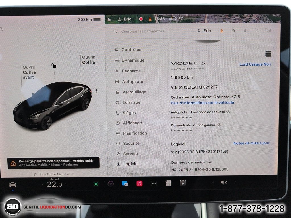Tesla MODEL 3 LONG RANGE RWD 2019 à Granby, Québec - 15 - w1024h768px