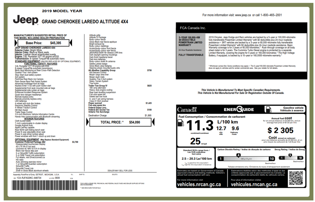 2019 Jeep Grand Cherokee Altitude | Leather | Sunroof | Cam | USB in Saint John, New Brunswick - 2 - w1024h768px