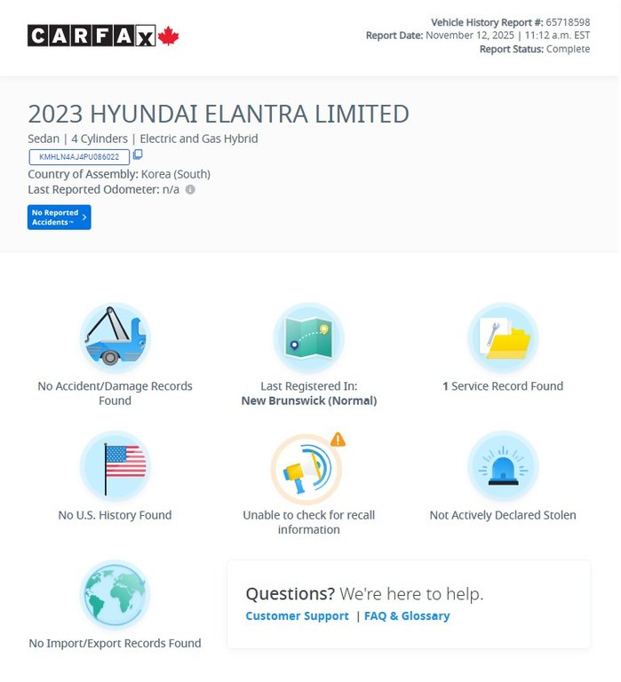 2023 Hyundai ELANTRA HYBRID Luxury | Leather | Roof | Cam | USB | HtdWheel in Saint John, New Brunswick - 2 - w1024h768px