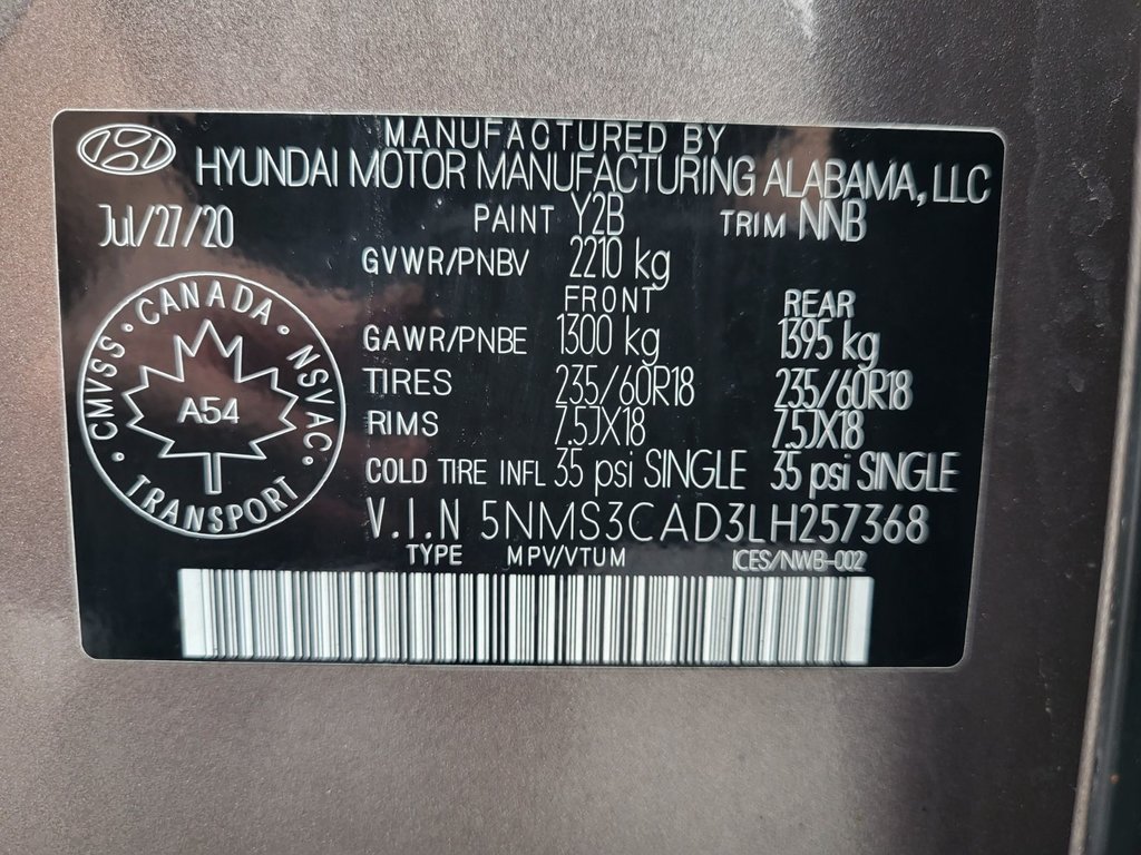 2020 Hyundai Santa Fe in Antigonish, Nova Scotia - 57 - w1024h768px