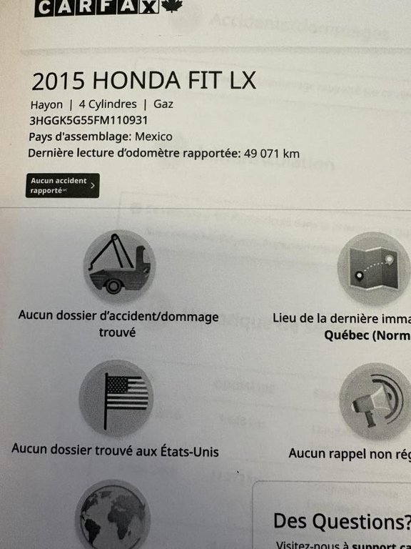 Honda Fit LX Manual I 86,000 KM!!!!!  CAMERA I BLUETOOTH I CLIMATISATION I HEATED SETATS 2015 à Montréal, Québec - 15 - w1024h768px