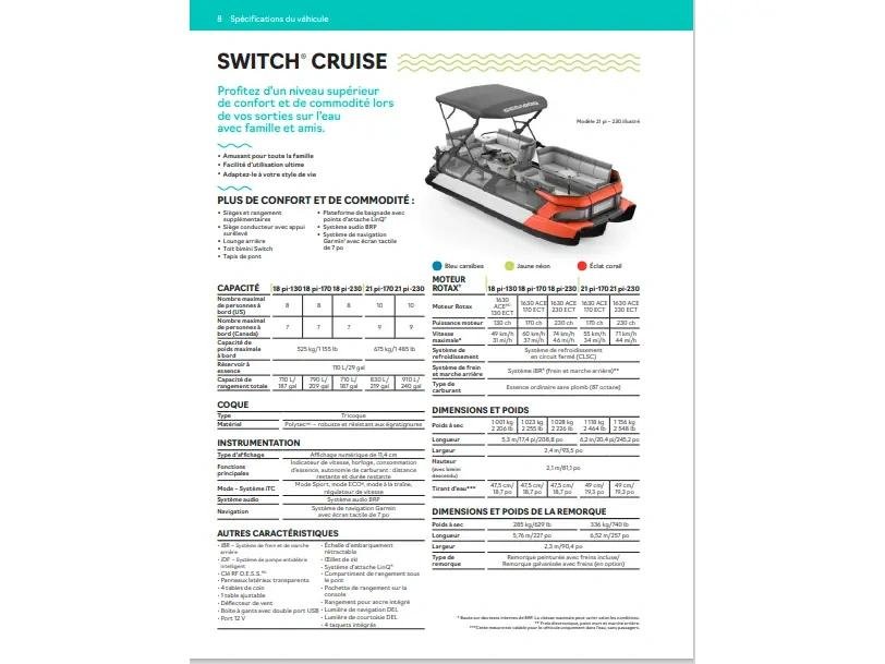 2023 Sea-Doo SWITCH CRUISE 18 230 + 3 ans Brp et(Rabais de 12700$) in Charlemagne, Quebec - 7 - w1024h768px